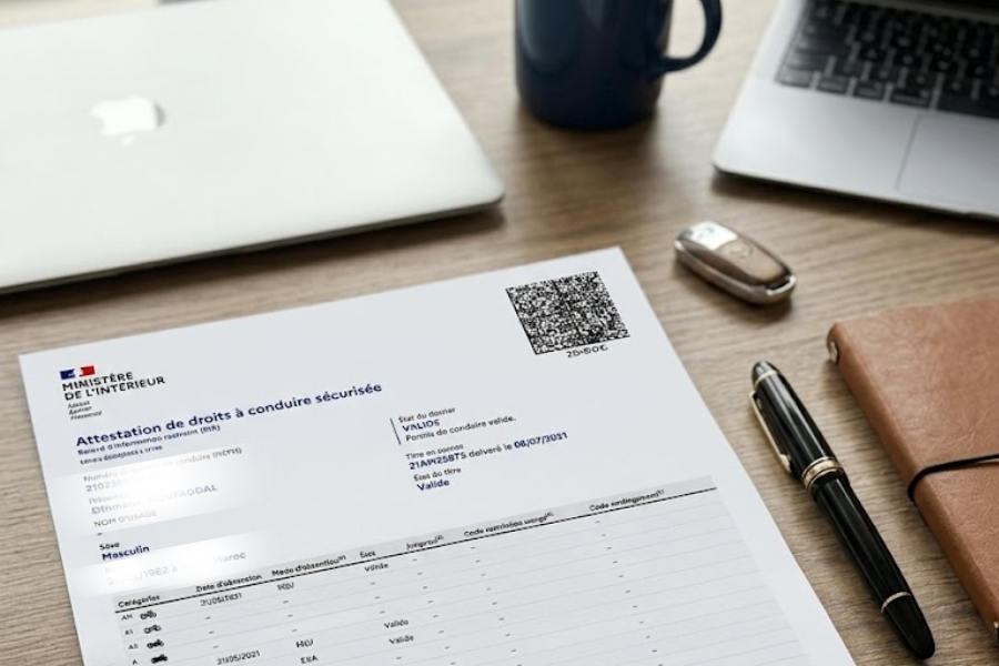 attestation de droits à conduire sécurisée france traductora